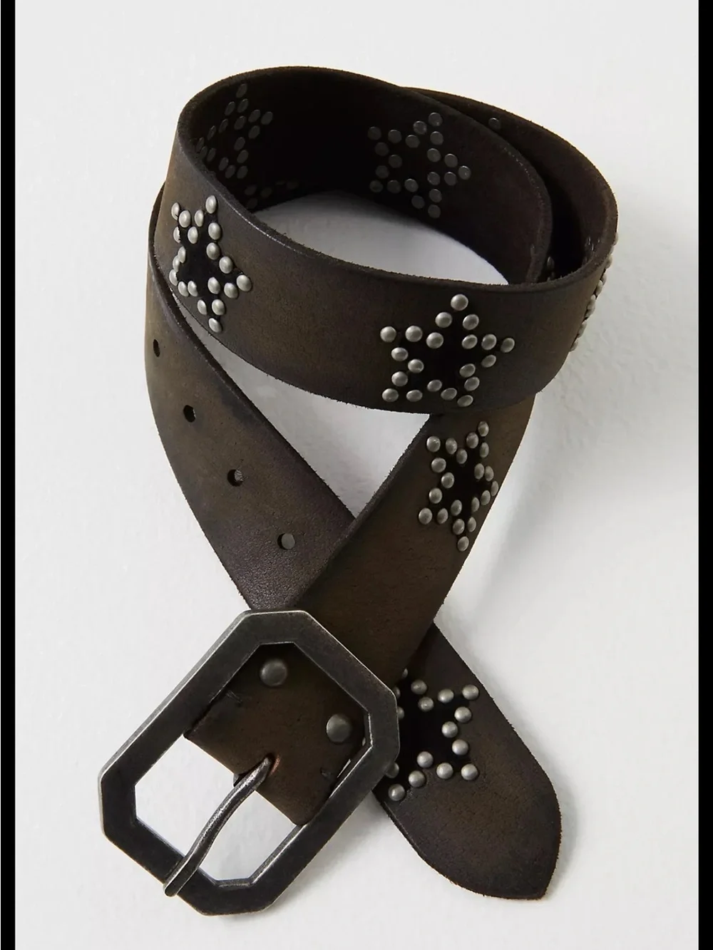 FREE PEOPLE size M/L Leather Starcrossed Studded Belt Midnight Hour Black NEW!